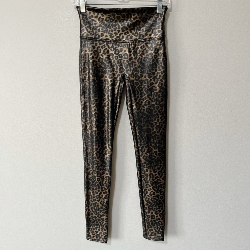 Spanx Faux Leather Leopard Leggings Leopard Shine Size Medium Animal Print - Picture 5 of 12